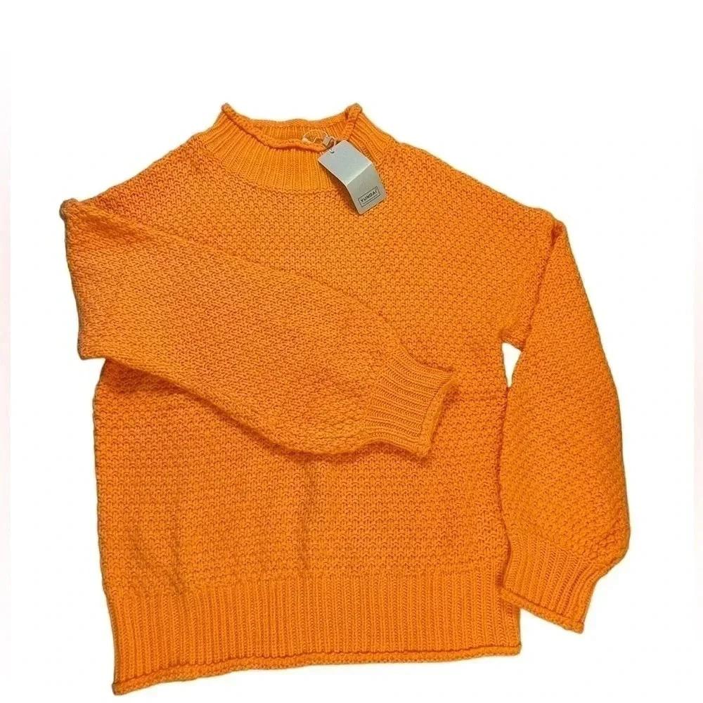 Yundai Neon Orange Knitted Mock  Neck Size Medium